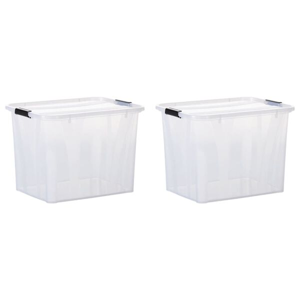 vidaXL Scatole Trasparenti Portaoggetti con Coperchio 2 pz da 55 L