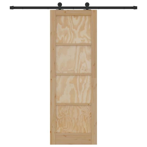 vidaXL Porta scorrevole Naturale e Nero 73,5 x 211 cm Pino massello