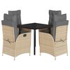 vidaXL Set da Pranzo da Giardino 5 pz con Cuscini Beige in Polyrattan