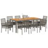 vidaXL Set da Pranzo per Giardino 9 pcs Grigio polyrattan