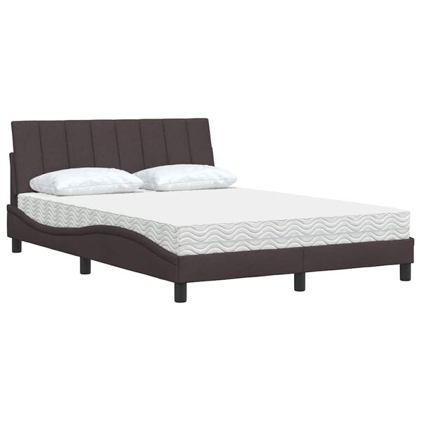 vidaXL Letto con Materasso Hanko Marrone Scuro 140x190cm Tessuto