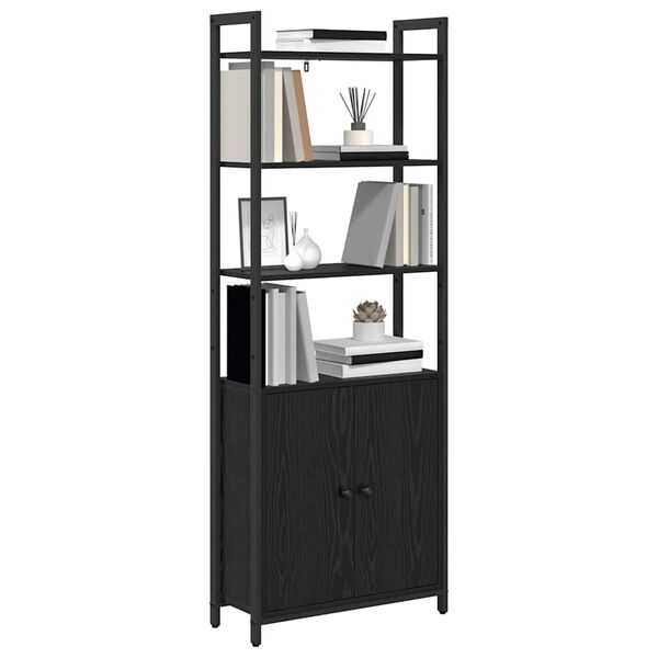 vidaXL Armadio per Libri Rovere Nero 60 x 24 x 161 cm