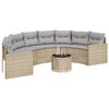 vidaXL Divano Giardino Tavolo e Cuscini Semicircolare Beige Polyrattan