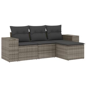 vidaXL Set Divani da Giardino 4 pz con Cuscini in Polyrattan Grigio