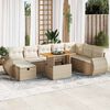 vidaXL Set Divano da Giardino 9 pz con Cuscini Beige Polyrattan Acacia