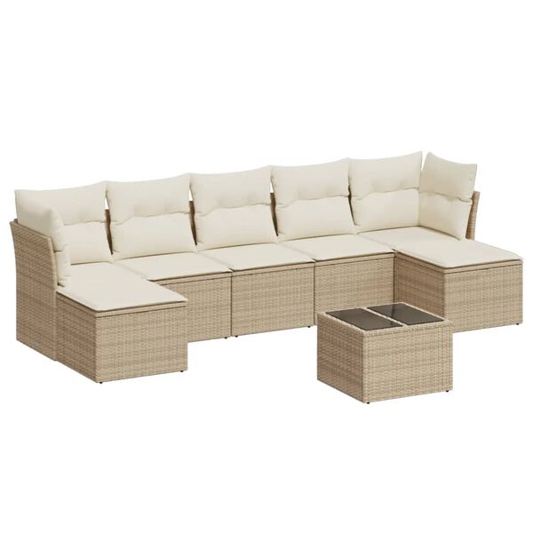 vidaXL Set Divano da Giardino 8 pz con Cuscini Beige in Polyrattan