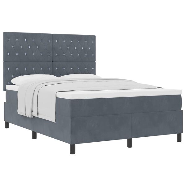 vidaXL Letto a molle con materasso Grigio scuro 140 x 190 cm Tessuto