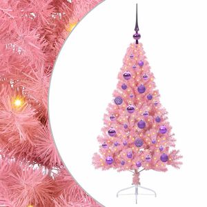 vidaXL Albero di Natale artificiale con luci integrate Rosa 120 cm PVC