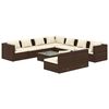 vidaXL Set Divani da Giardino 10 pz con Cuscini in Polyrattan Marrone