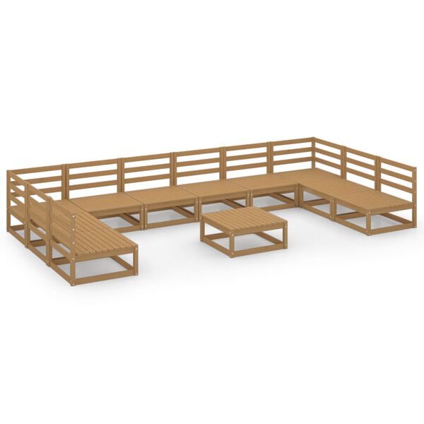vidaXL Set Divani da Giardino 11 pz in Legno Massello di Pino