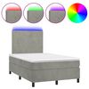 vidaXL Letto a Molle Materasso e LED Grigio Chiaro 120x190 cm Velluto