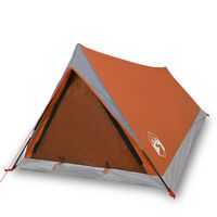 vidaXL Tenda Campeggio 2Persone Grigia Arancione 200x120x88/62 Taffetà