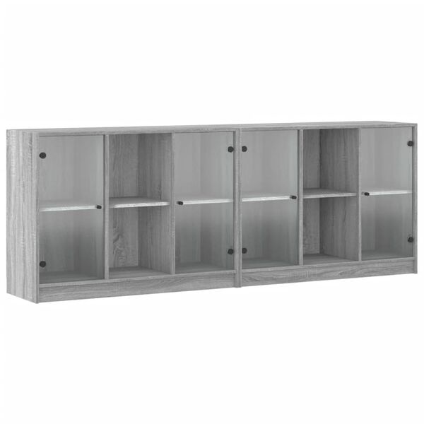 vidaXL Libreria con Ante Grigio Sonoma 204x37x75 cm Legno Multistrato