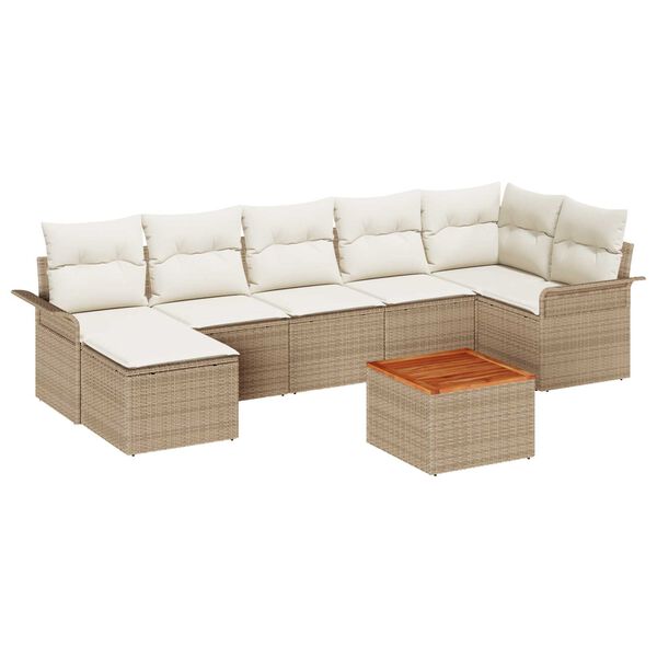 vidaXL Set Divano da Giardino 8 pcs Beige e Crema polyrattan