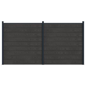 vidaXL Set di Recinzione 2 pcs 353 x 186 cm WPC e Alluminio Nero