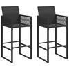 vidaXL Sgabelli da Bar da Giardino 2 pz in Polyrattan Nero