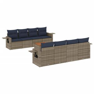vidaXL Set Divani da Giardino 9 pz con Cuscini Grigio in Polyrattan