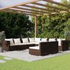 vidaXL Set Divani da Giardino 9 pz con Cuscini in Polyrattan Marrone