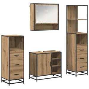 vidaXL Set di mobili per il bagno 4 pz Rovere artigianale