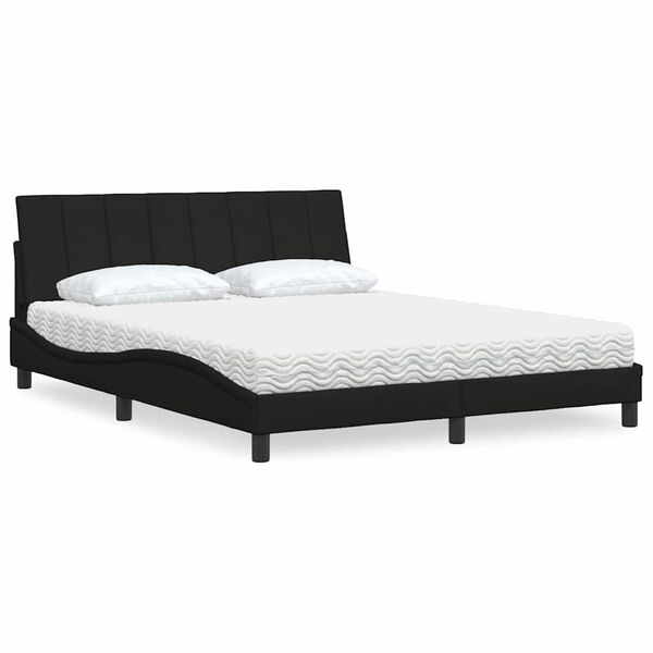 vidaXL Letto con Materasso Hanko Nero 160x200 cm in Tessuto
