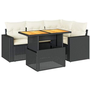 vidaXL Set Divani da Giardino 5 pz con Cuscini in Polyrattan Nero