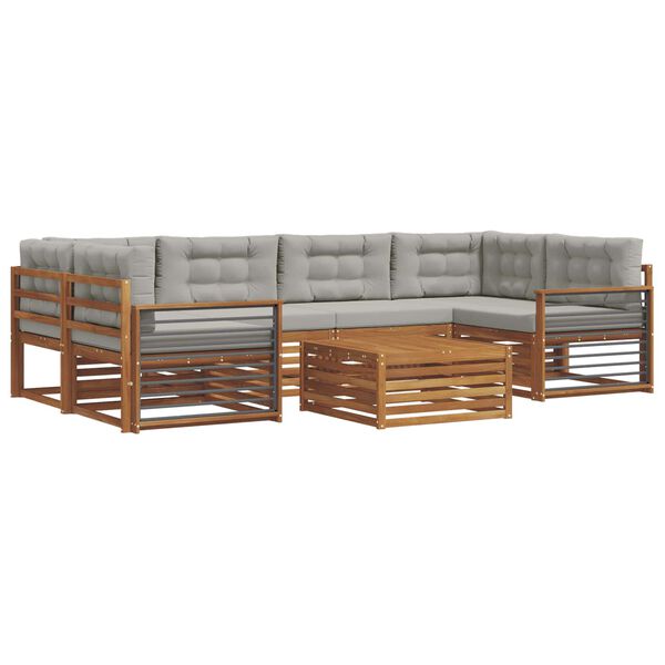 vidaXL Set di divani da esterno 7 pcs Grigio Naturale e Chiaro