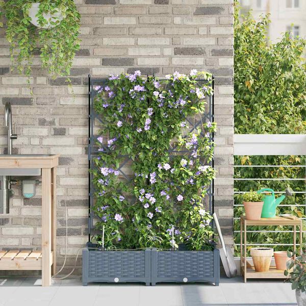 vidaXL Vaso da giardino 2 pcs Grigio Chiaro Acciaio