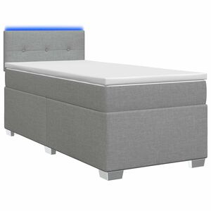 vidaXL Letto con Box Spring, Materasso e LED Grigio Chiaro 90 x 190 cm