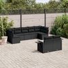 vidaXL Set Divani da Giardino 9 pz con Cuscini Nero in Polyrattan