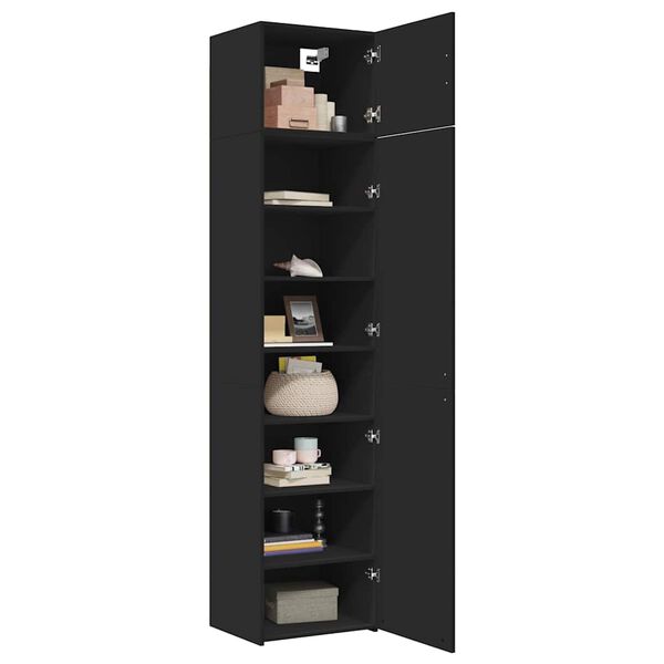 vidaXL Mobile Sottile Nero 50x42,5x225 cm in Legno Multistrato