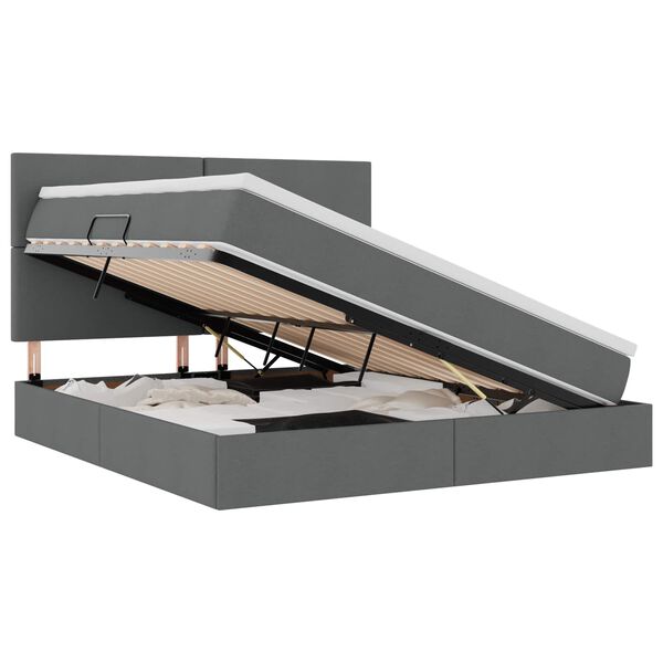 vidaXL Letto con contenitore e materasso Grigio scuro 180 x 200 cm