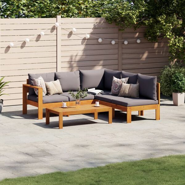 vidaXL Set Divani da Giardino 4pz con Cuscini Legno Massello di Acacia