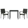 vidaXL Set da Pranzo per Giardino con cuscino 3 pcs Nero polyrattan