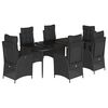 vidaXL Set da Pranzo da Giardino 7 pz Nero con Cuscini in Polyrattan