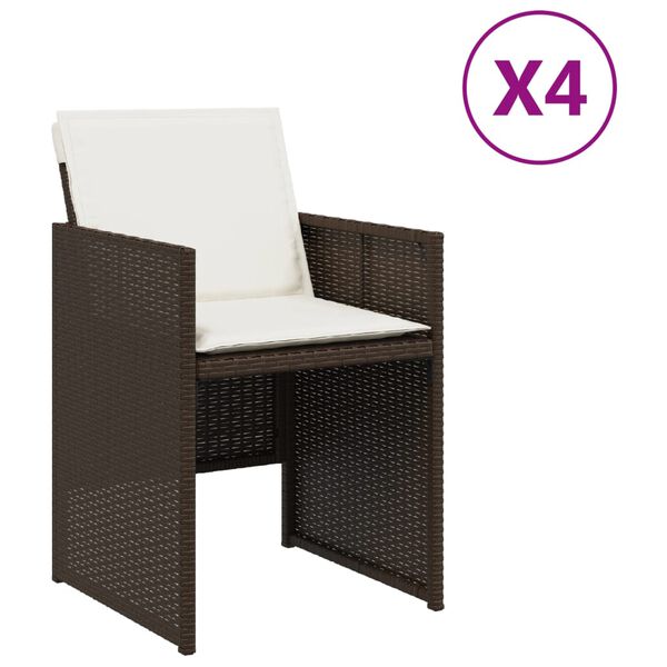 vidaXL Sedie da Giardino con Cuscini 4 pz Marroni in Polyrattan