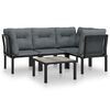 vidaXL Set Salotto da Giardino 5 pz Nero e Grigio in Polyrattan