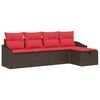 vidaXL Set di divani con cuscino con archiviazione Marrone polyrattan