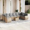 vidaXL Set Divani da Giardino 11 pz con Cuscini Beige in Polyrattan