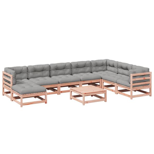 vidaXL Set Divani Giardino 9 pz Cuscini Legno Massello Abete Douglas