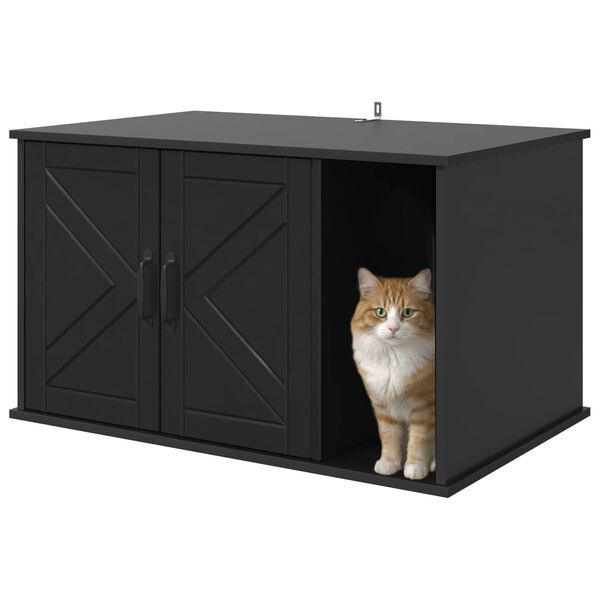 vidaXL Casa per Gatti Nero 85 x 55 x 50 cm Legno multistrato