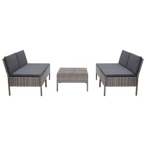 vidaXL Set Divani da Giardino 5 pz con Cuscini in Polyrattan Grigio
