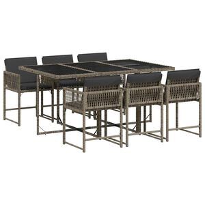 vidaXL Set da Pranzo da Giardino 7 pz con Cuscini in Polyrattan Grigio