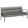 vidaXL Divano da Giardino a 3 Posti con Cuscini in Polyrattan Grigio