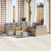 vidaXL Set Divano da Giardino con cuscino 13 pcs Beige Poly Rattan