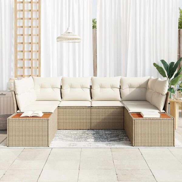 vidaXL Set Divano da Giardino con cuscino 6 pcs Beige polyrattan