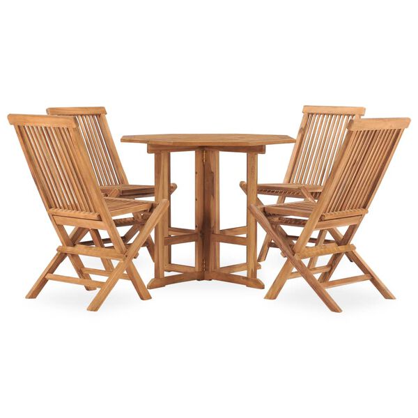 vidaXL Set da Pranzo da Giardino 5 pz Pieghevole in Massello di Teak