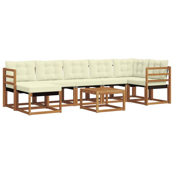 vidaXL Set di divani da esterno con cuscino 8 pcs Naturale e Crema