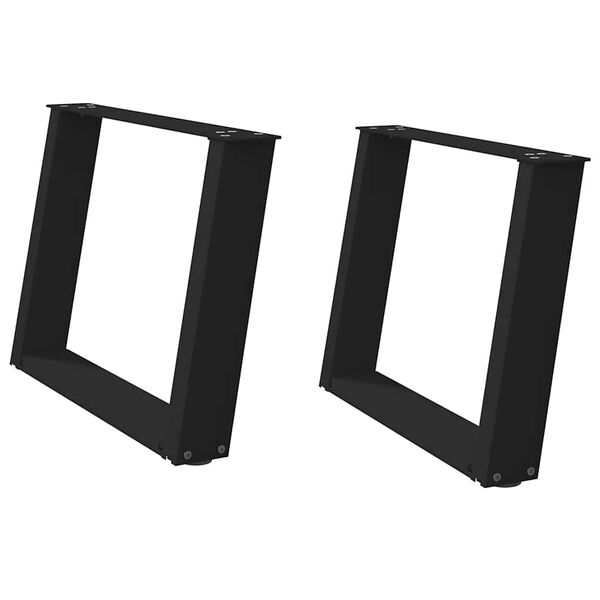 vidaXL Gambe per Tavolino da Caff&egrave; a Forma di U 2 pz Nere 70x(42-43) cm Acciaio