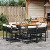 vidaXL Set da Pranzo da Giardino 9 pz con Cuscini Nero in Polyrattan