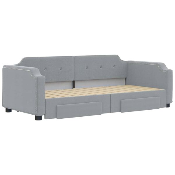 vidaXL Divano Letto Estraibile Cassetti Grigio Chiaro 90x200cm Tessuto